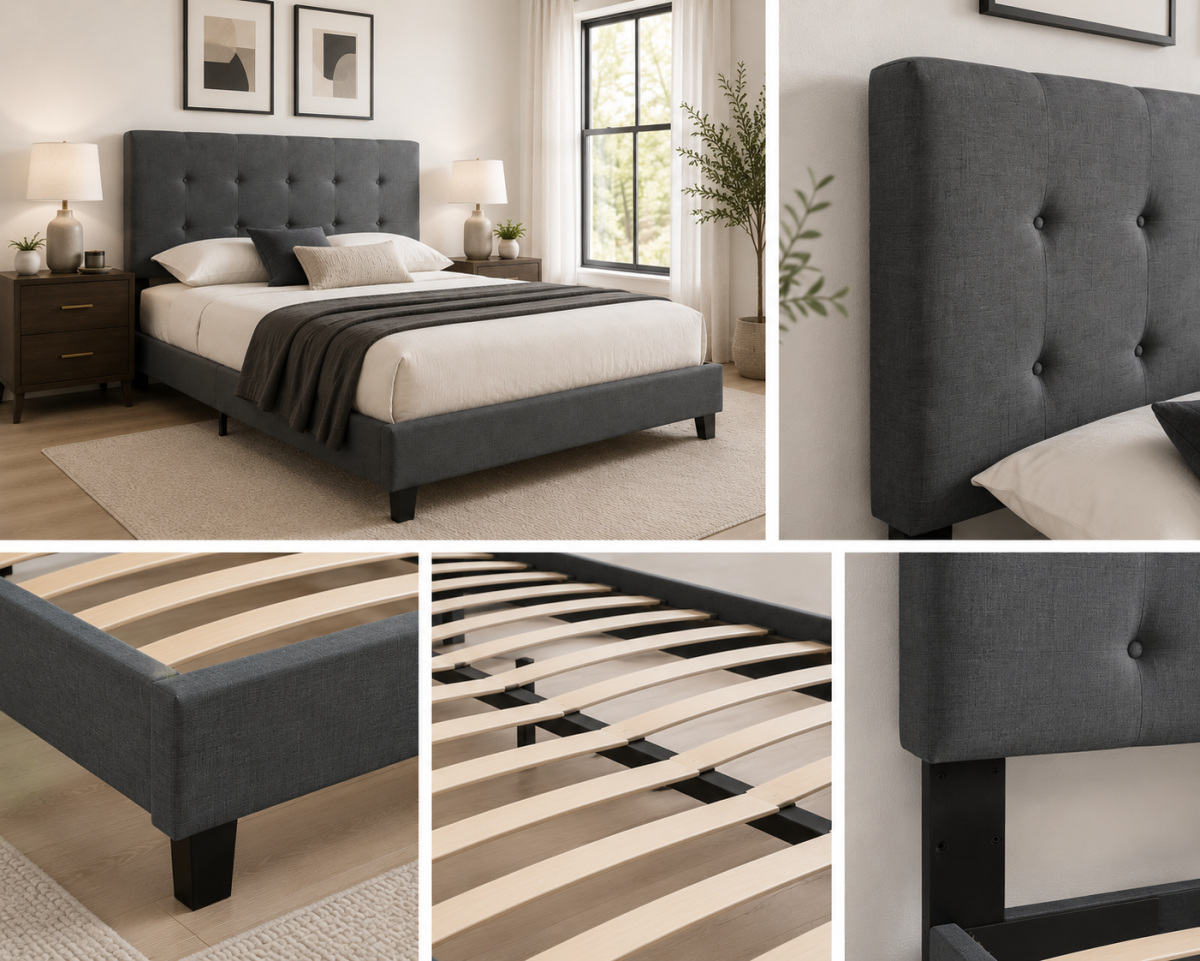 Twin Platform Bed (Dark Grey)