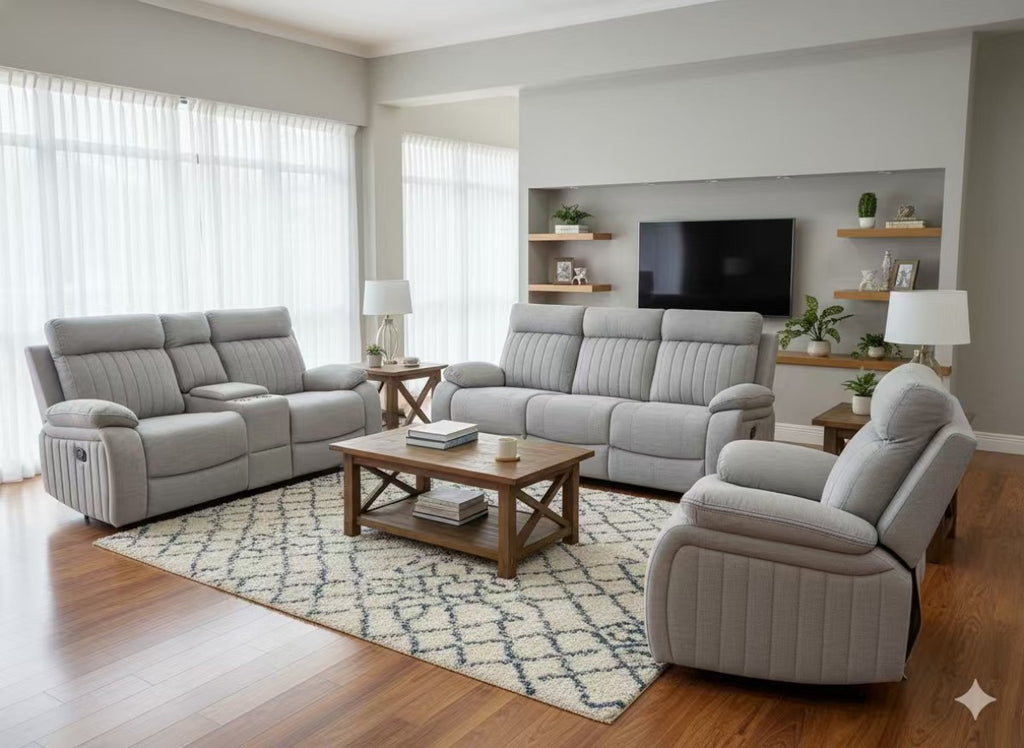 Elyse Recliner Sofa (Stone)