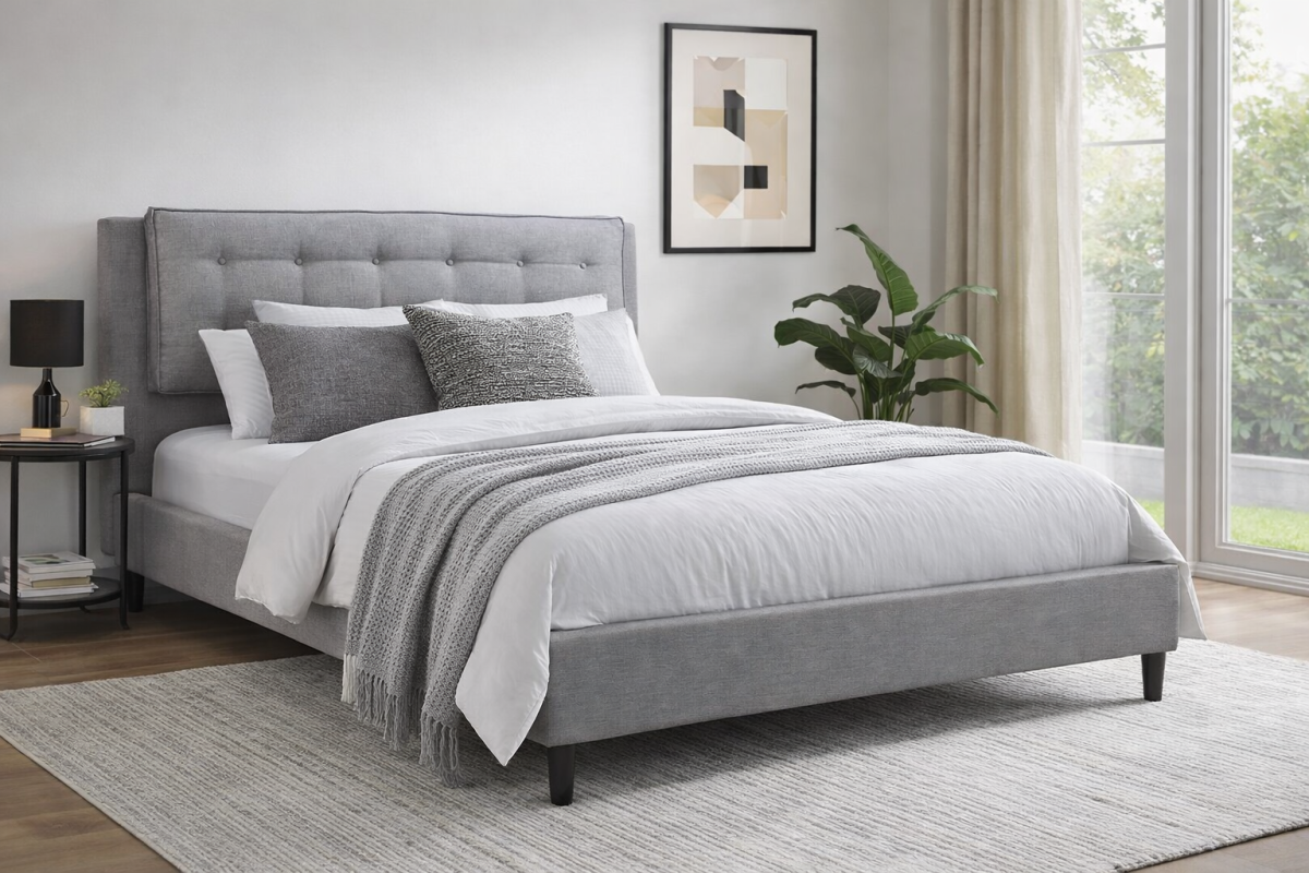 Queen Platform Bed (Grey)