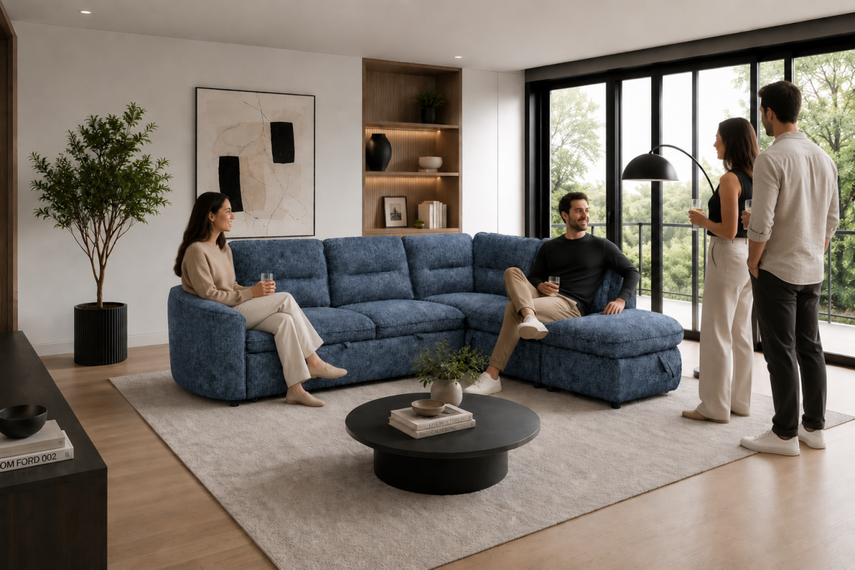 RHF Sectional Sleeper (Blue)