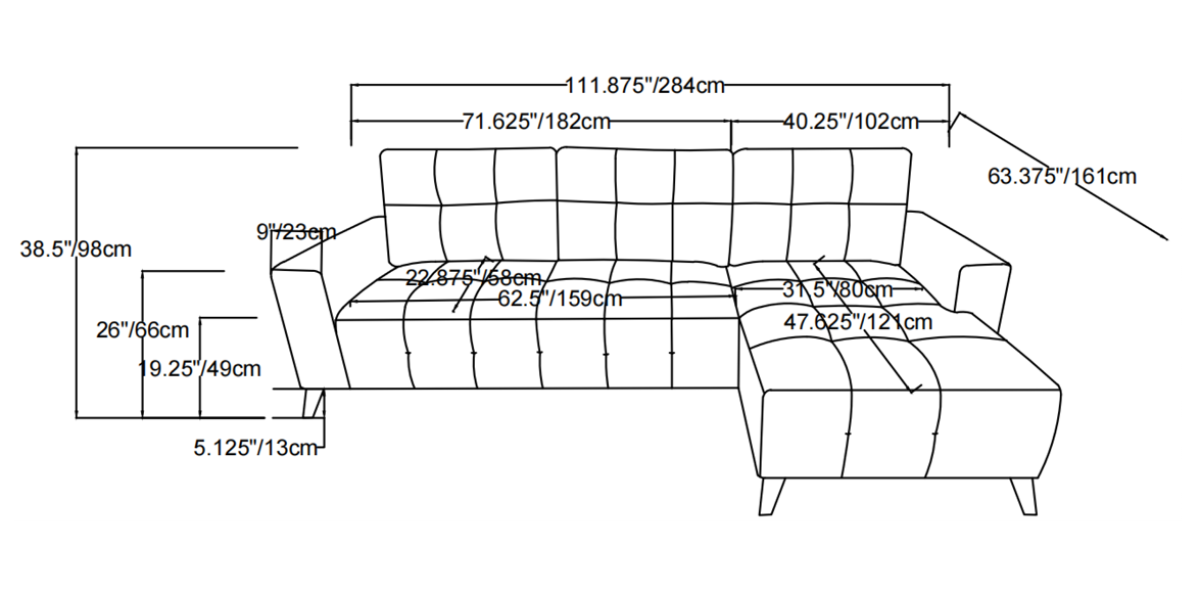 RHF Sectional Sleeper (Beige) - 665662