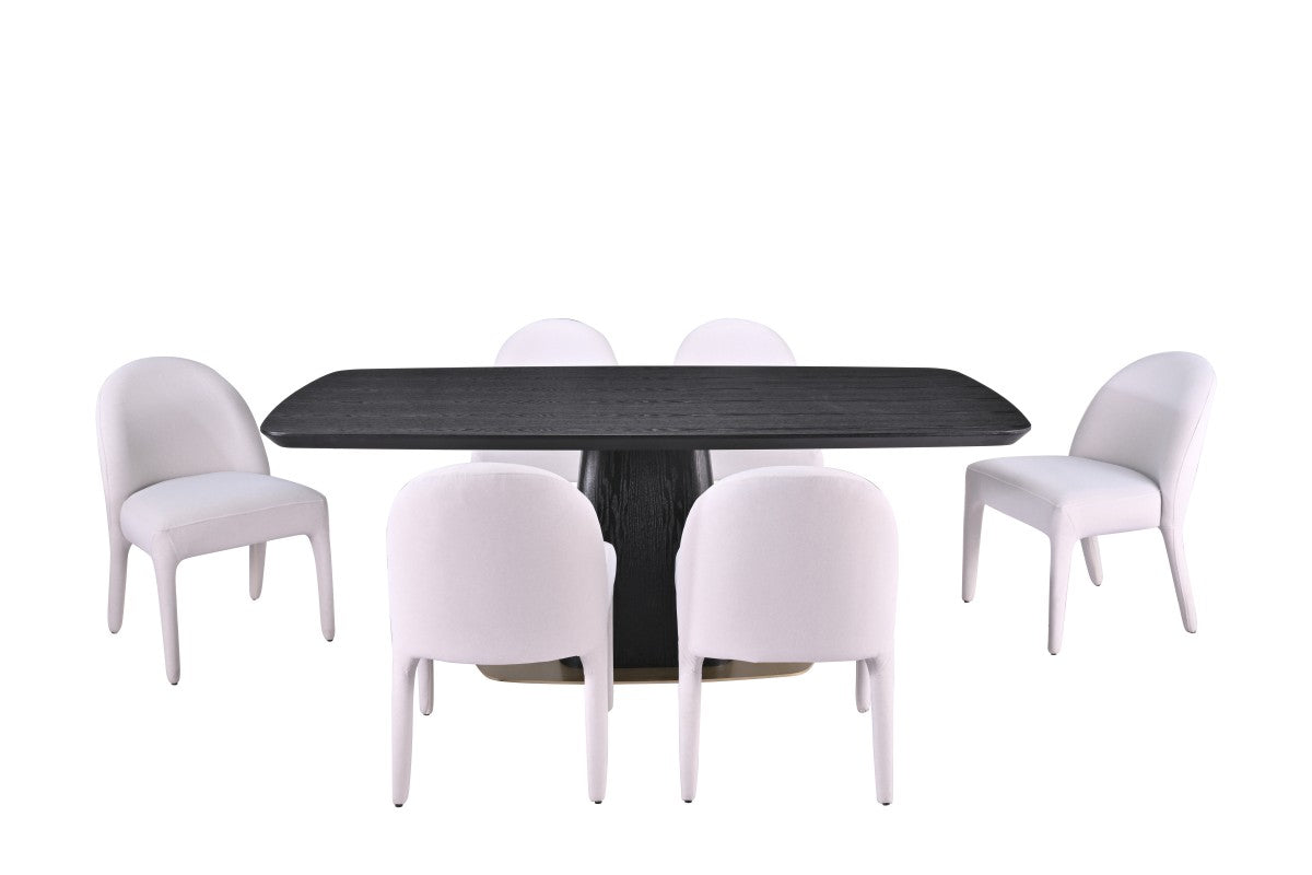7-Piece Dining Set (Black/Beige)