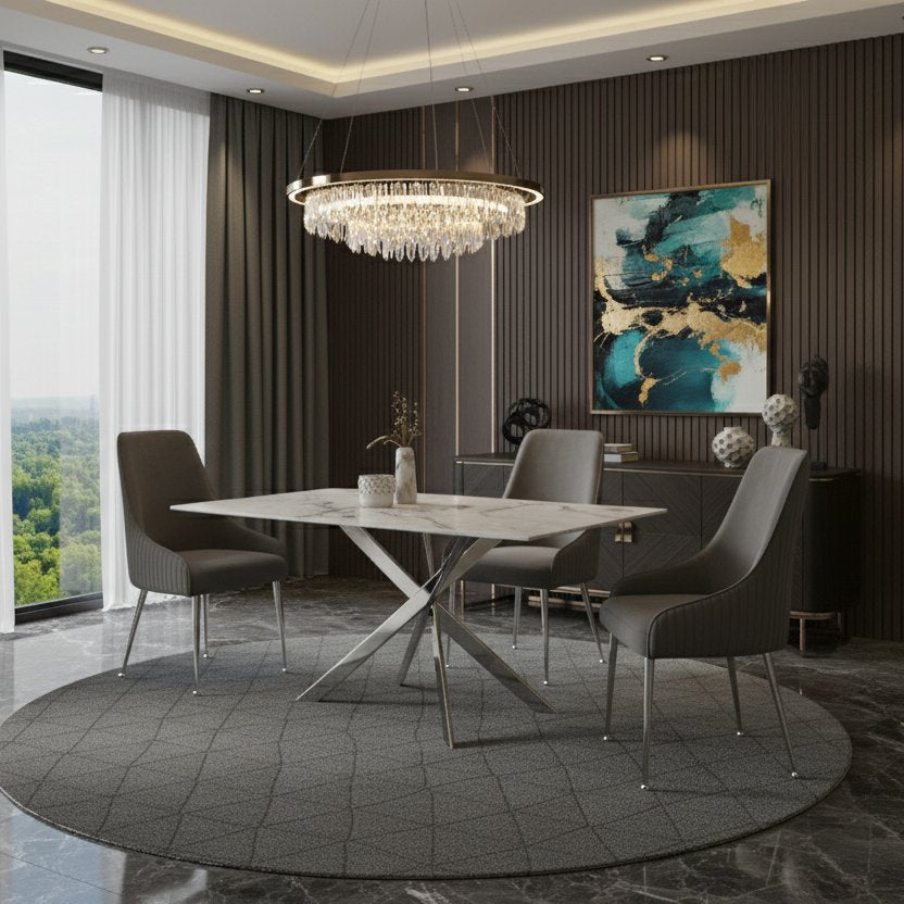 Genesis & Tina Marble Rectangle Dining Set