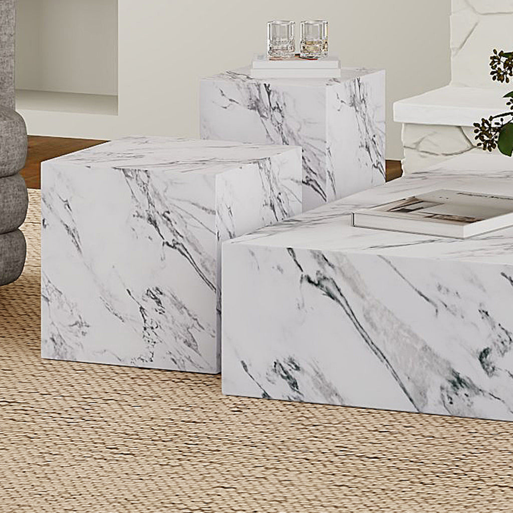 Artemis Square Accent Table (Bulgari White)