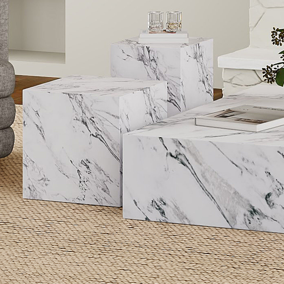 Artemis Square Accent Table (Bulgari White)