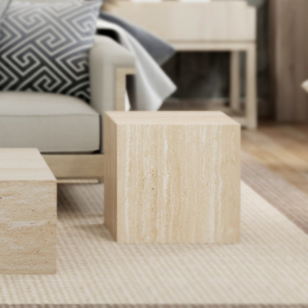 Artemis Square Accent Table (Travertine)