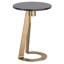 Devas Round Accent Table (Black and Aged Brass)