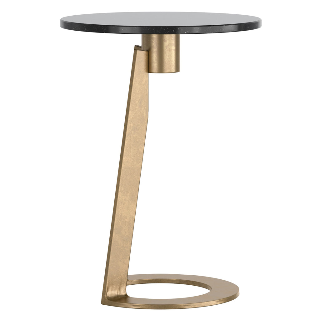 Devas Round Accent Table (Black and Aged Brass)