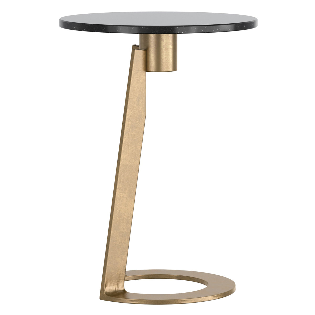 Devas Round Accent Table (Black and Aged Brass)