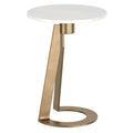 Devas Round Accent Table (White and Aged Brass)