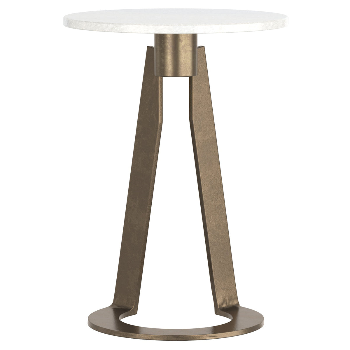 Devas Round Accent Table (White and Aged Brass)