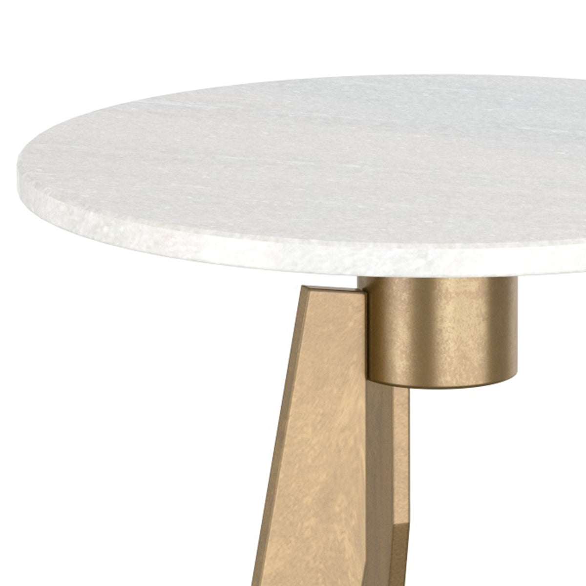 Devas Round Accent Table (White and Aged Brass)