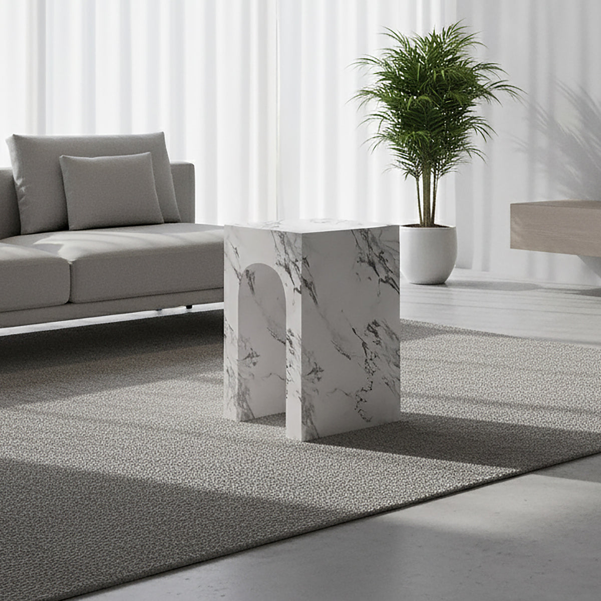 Atticus Square Accent Table (Bulgari White)