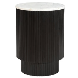 Reyna Round Accent Table with Storage (Black and White)