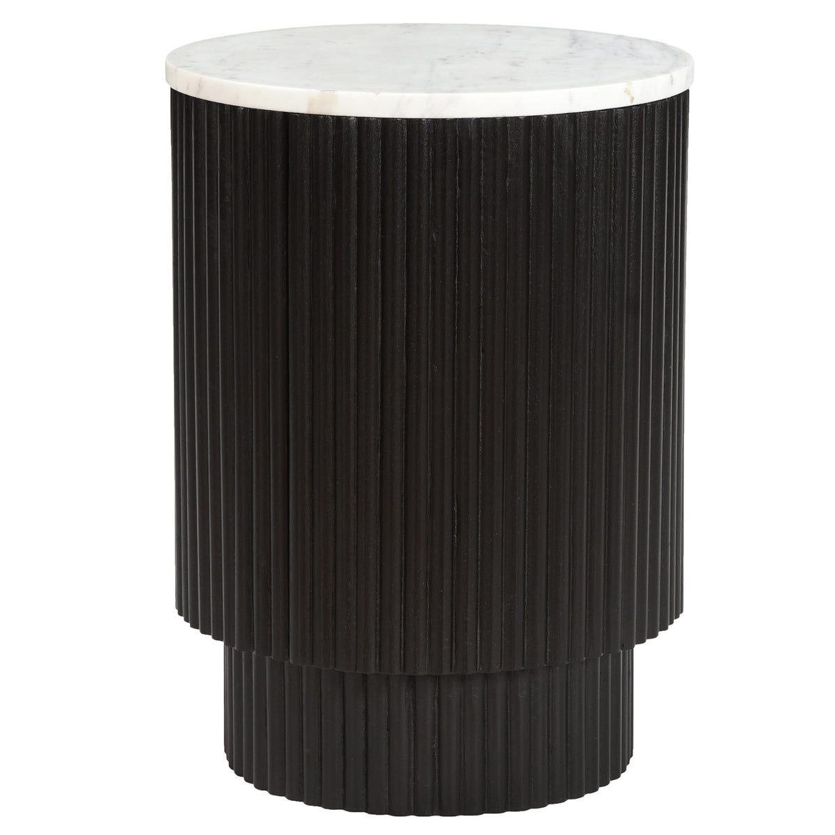 Reyna Round Accent Table with Storage (Black and White)