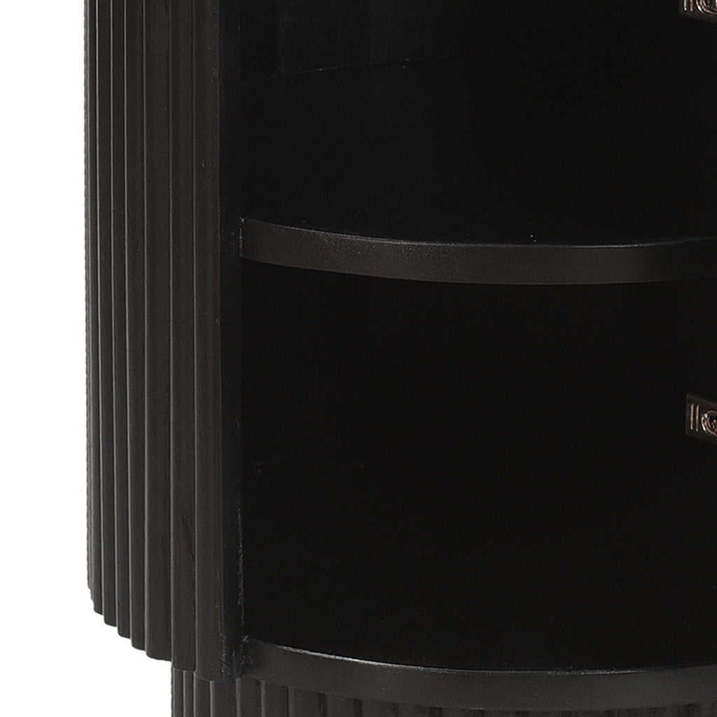 Reyna Round Accent Table with Storage (Black and White)