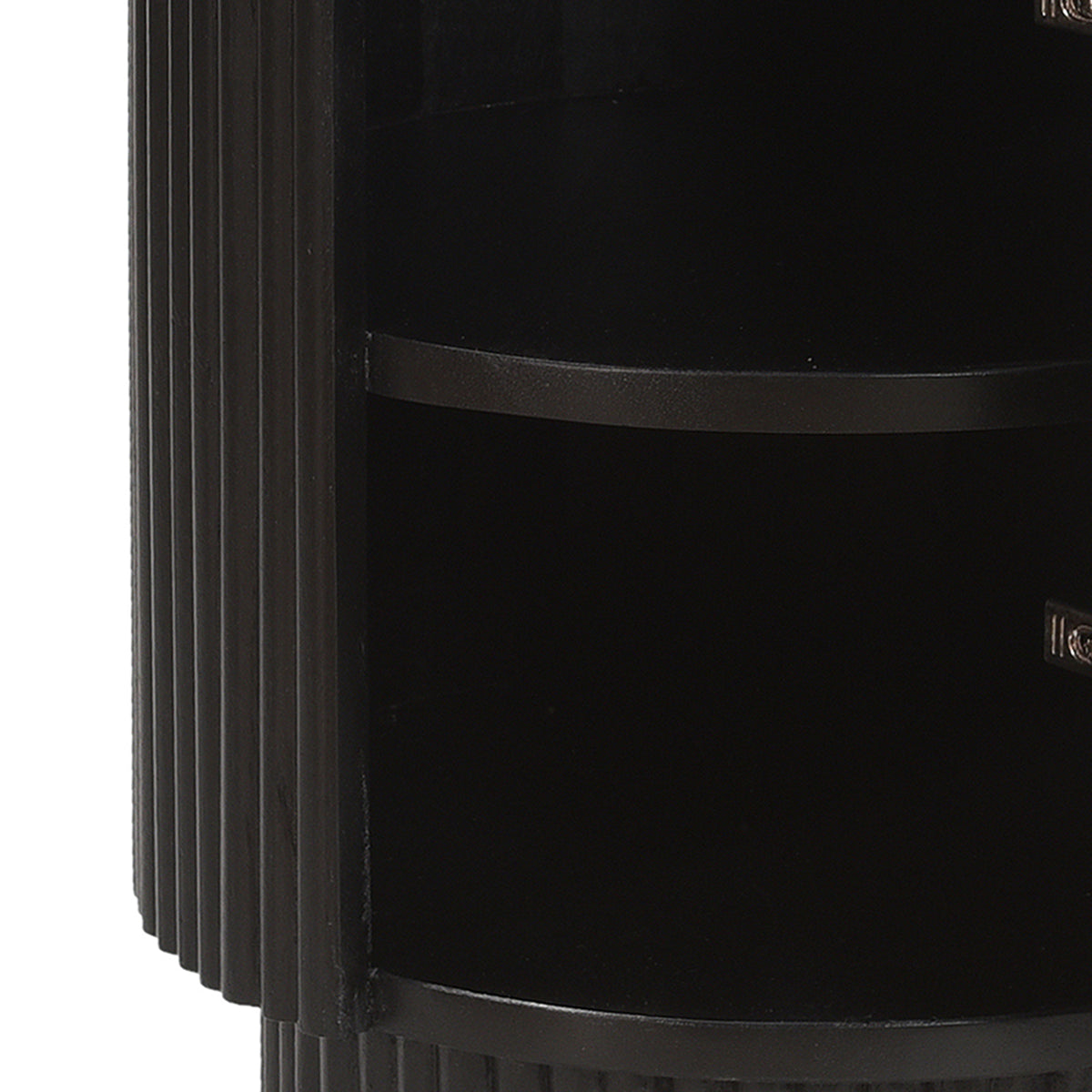 Reyna Round Accent Table with Storage (Black and White)
