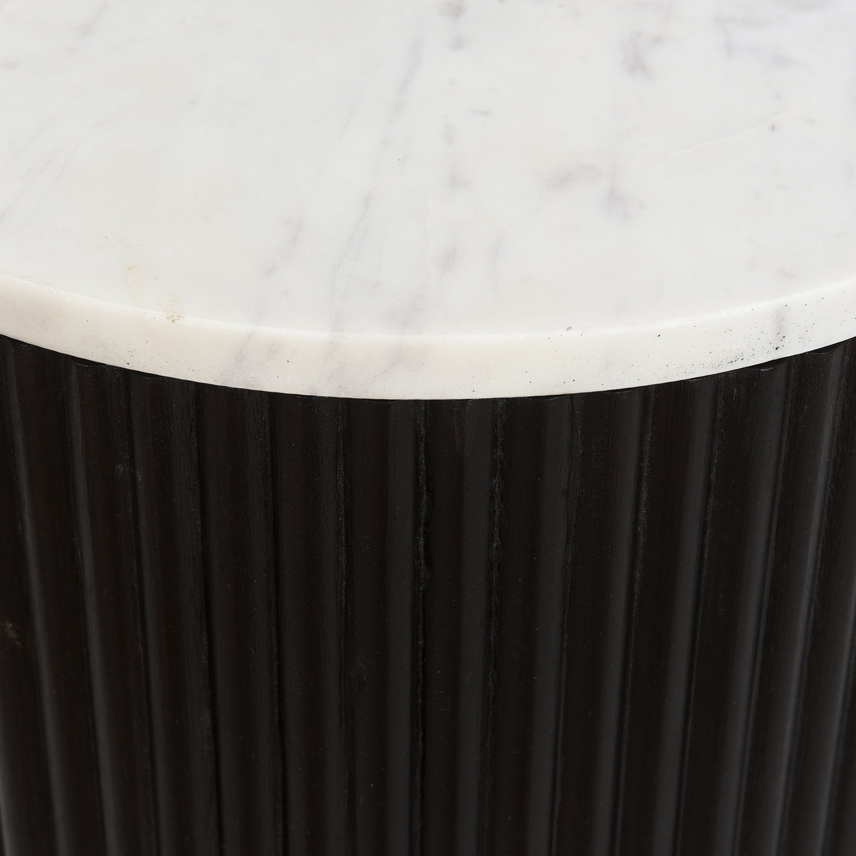 Reyna Round Accent Table with Storage (Black and White)