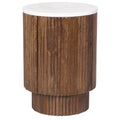 Reyna Round Accent Table with Storage (Walnut and White)