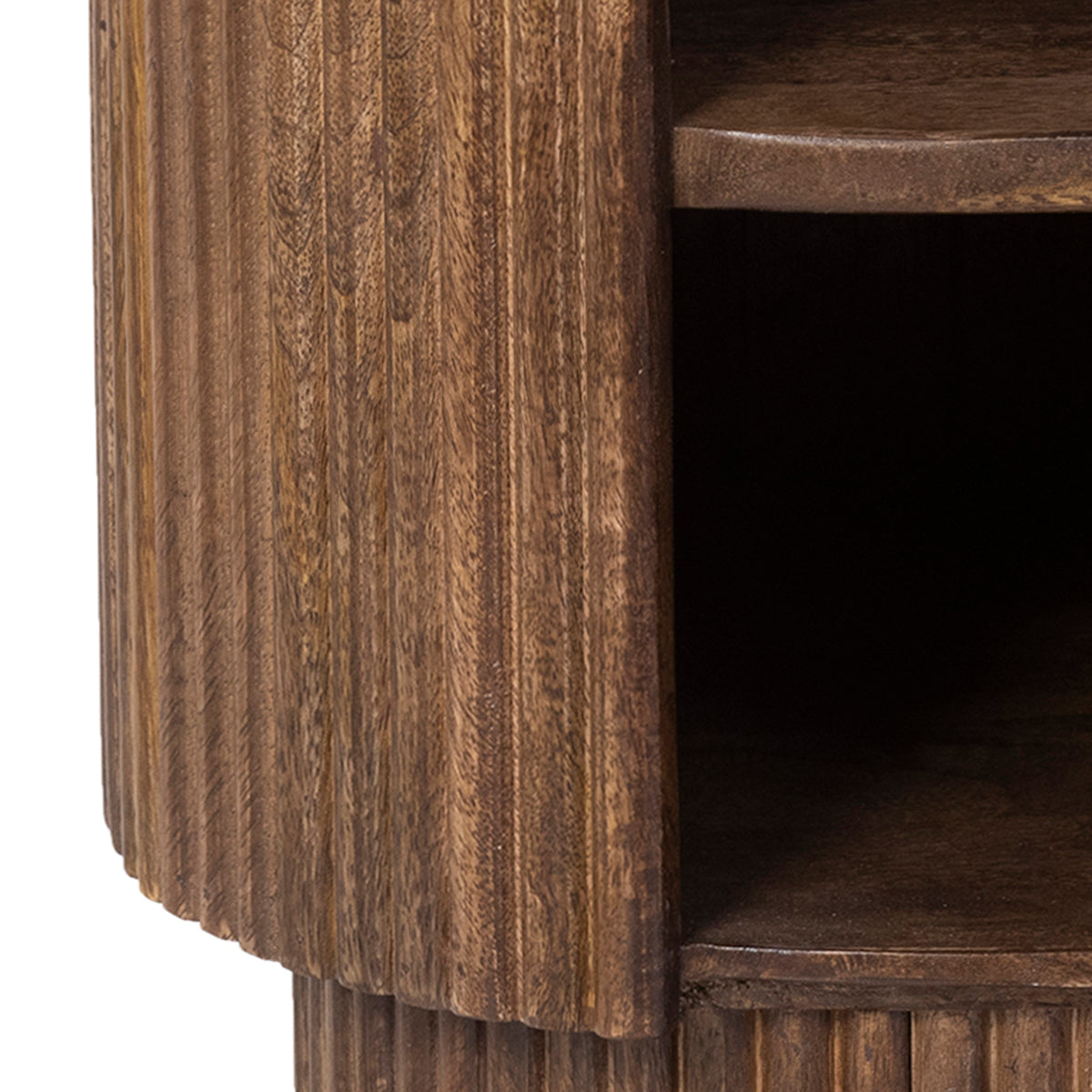 Reyna Round Accent Table with Storage (Walnut and White)