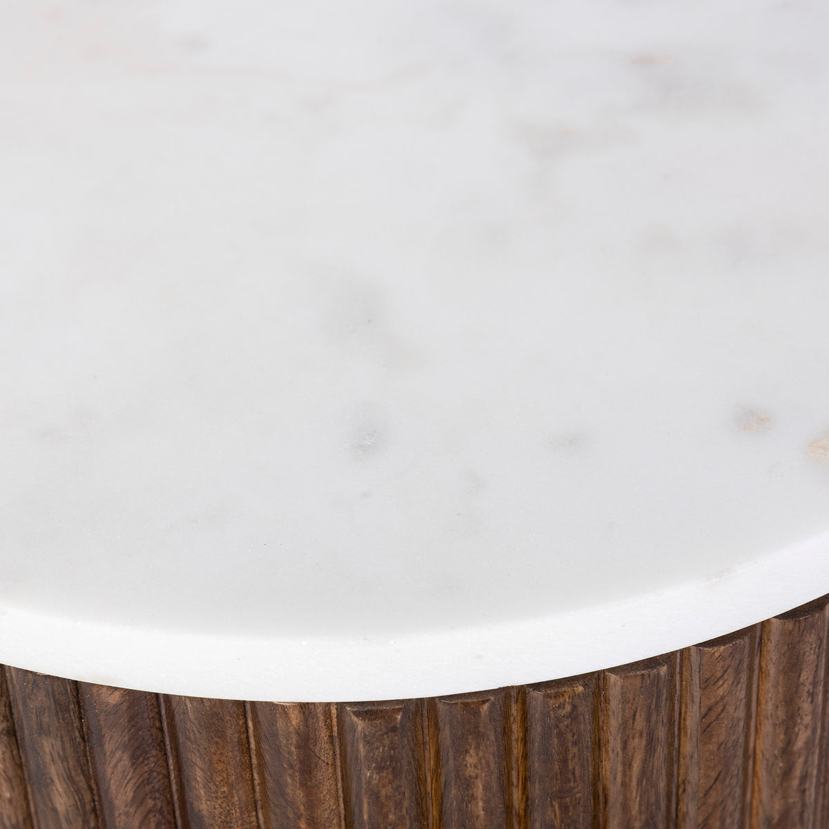 Reyna Round Accent Table with Storage (Walnut and White)
