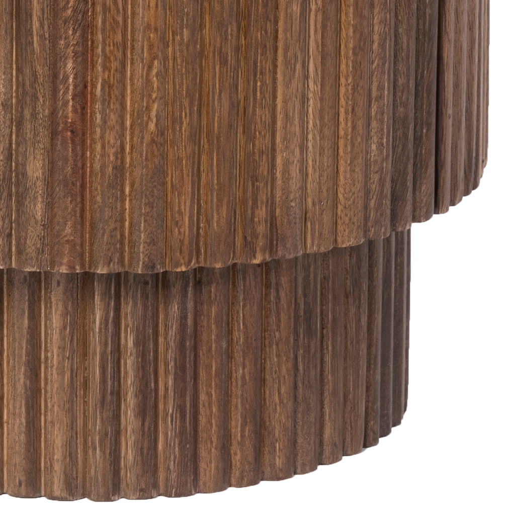 Reyna Round Accent Table with Storage (Walnut and White)