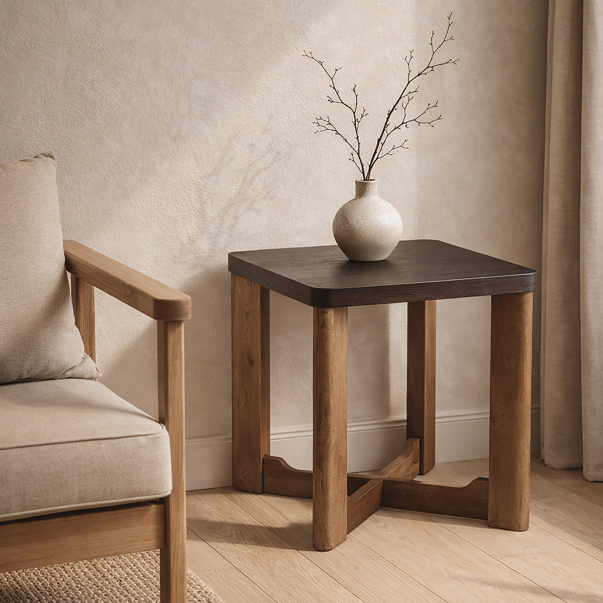 Merano Square Accent Table (Mocha and Walnut)