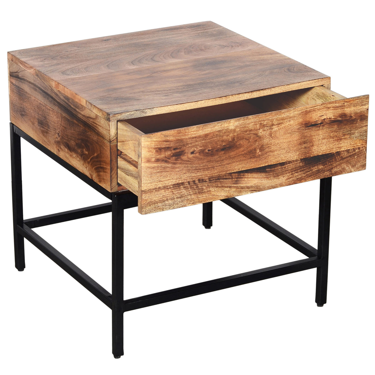 Ojas Accent Table (Natural Burnt and Black)