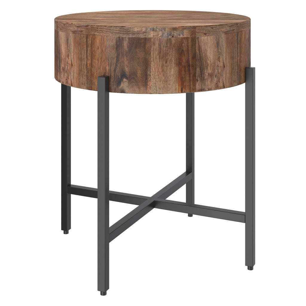 Blox Round Accent Table (Natural and Black)