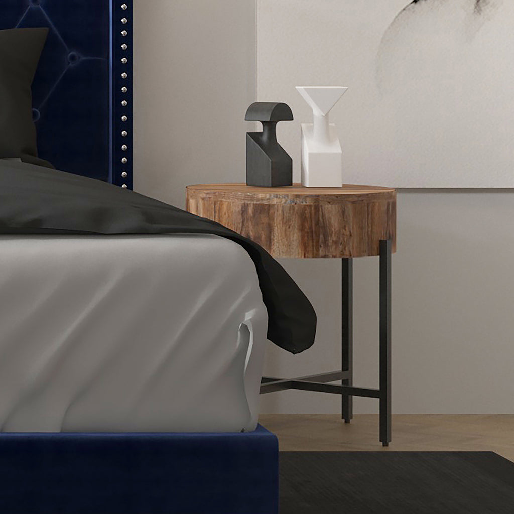 Blox Round Accent Table (Natural and Black)