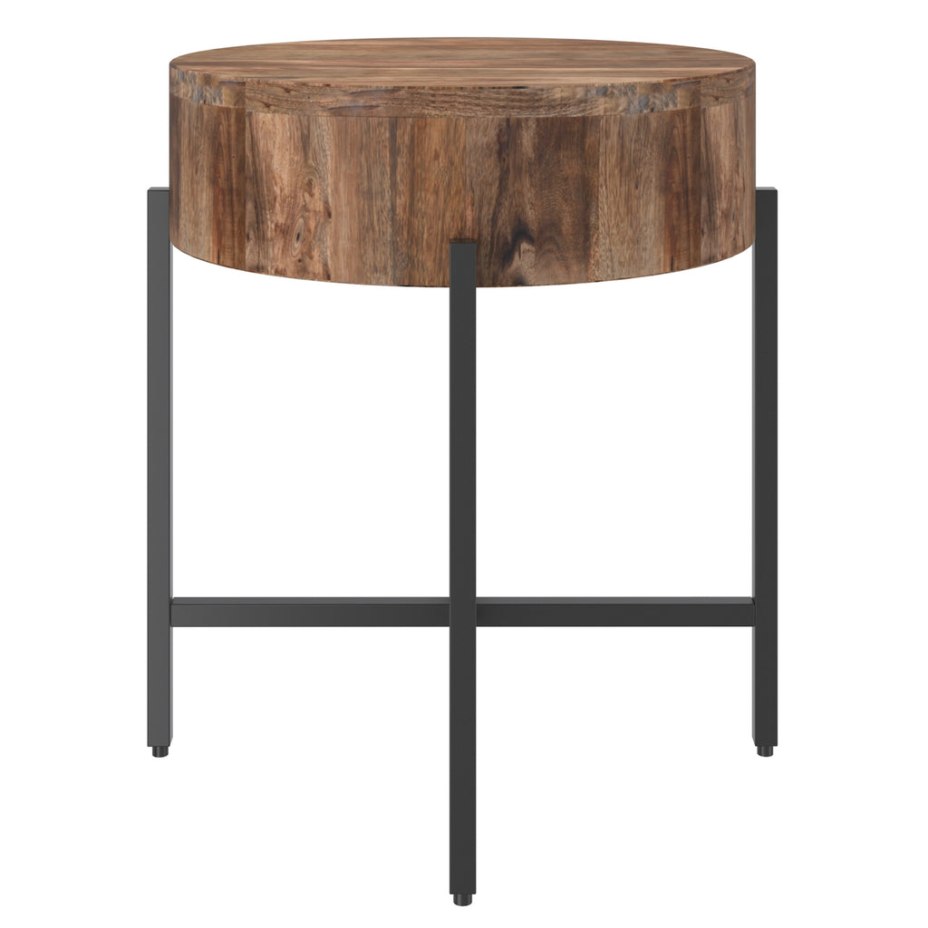 Blox Round Accent Table (Natural and Black)
