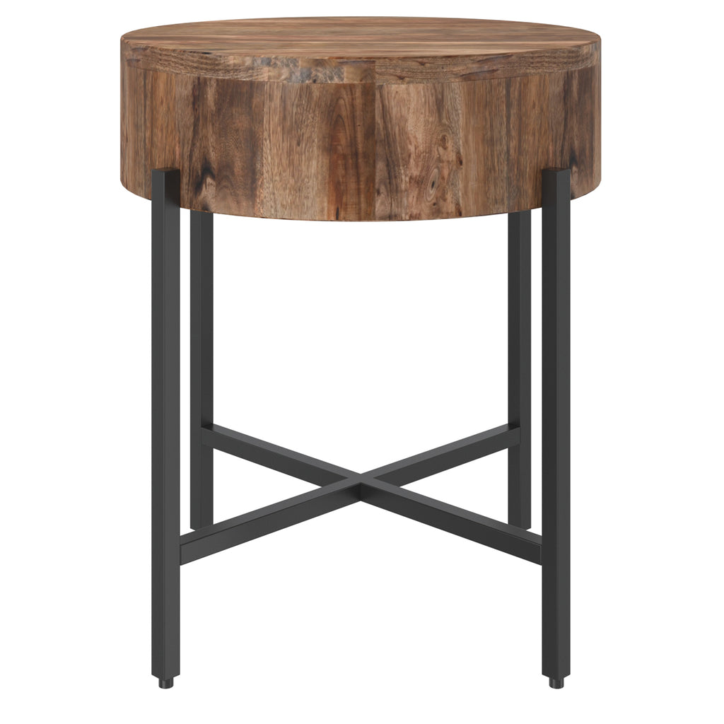 Blox Round Accent Table (Natural and Black)