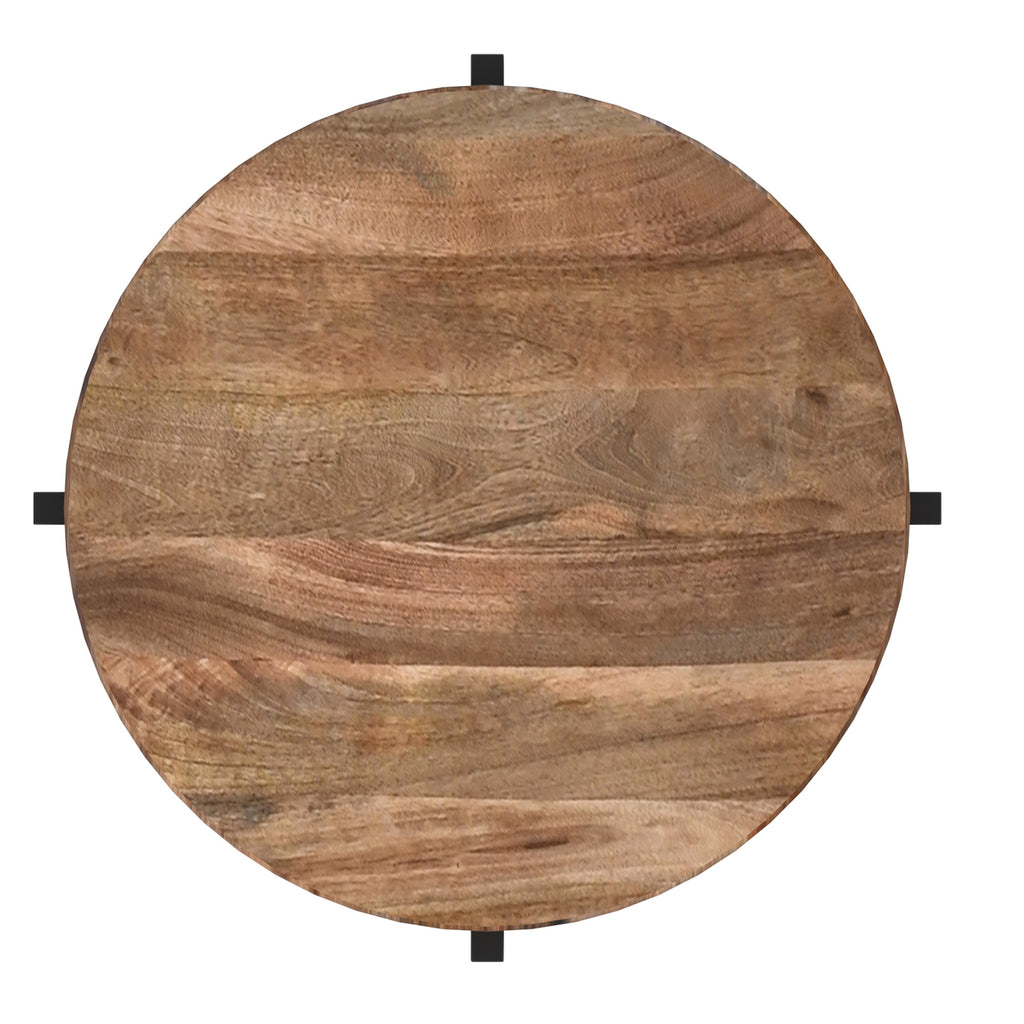 Blox Round Accent Table (Natural and Black)