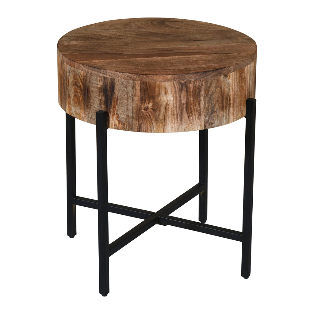 Blox Round Accent Table (Natural and Black)