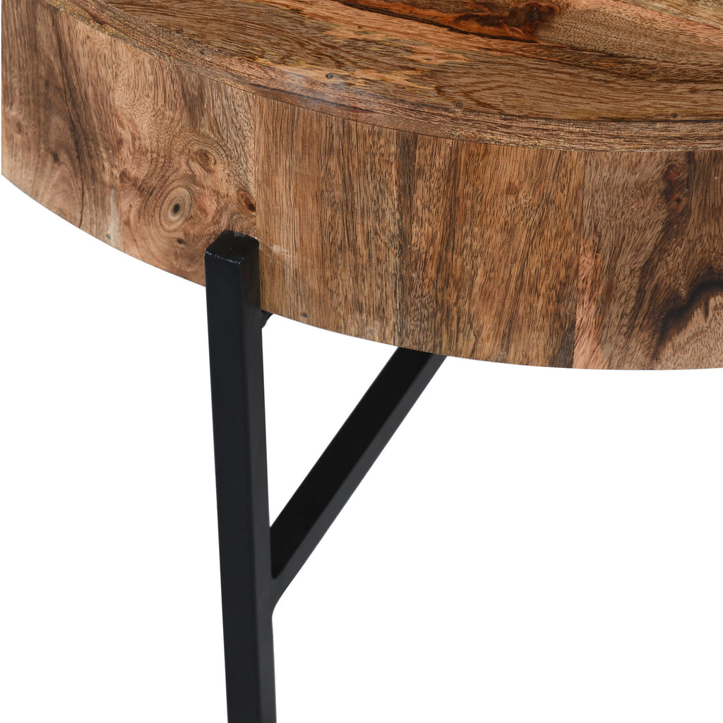 Blox Round Accent Table (Natural and Black)