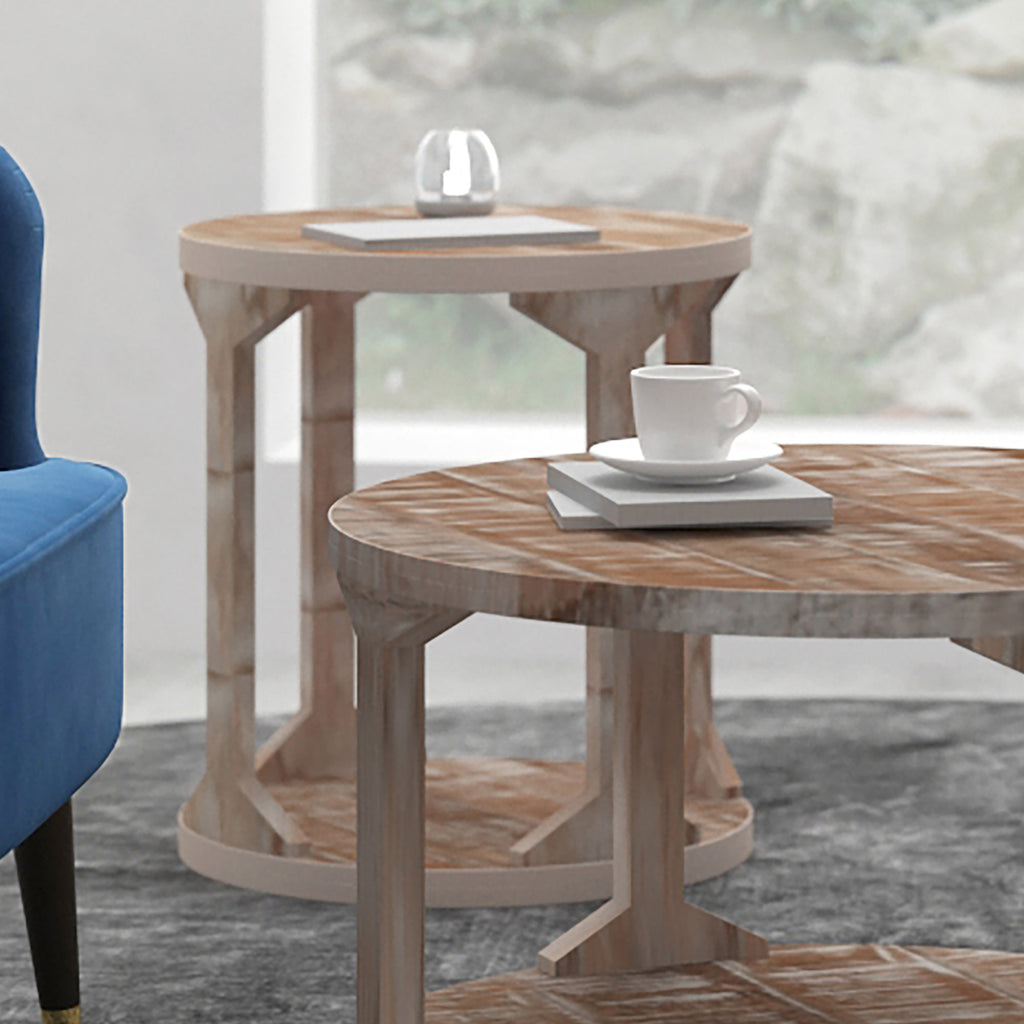 Avni Round Accent Table (Distressed Natural)