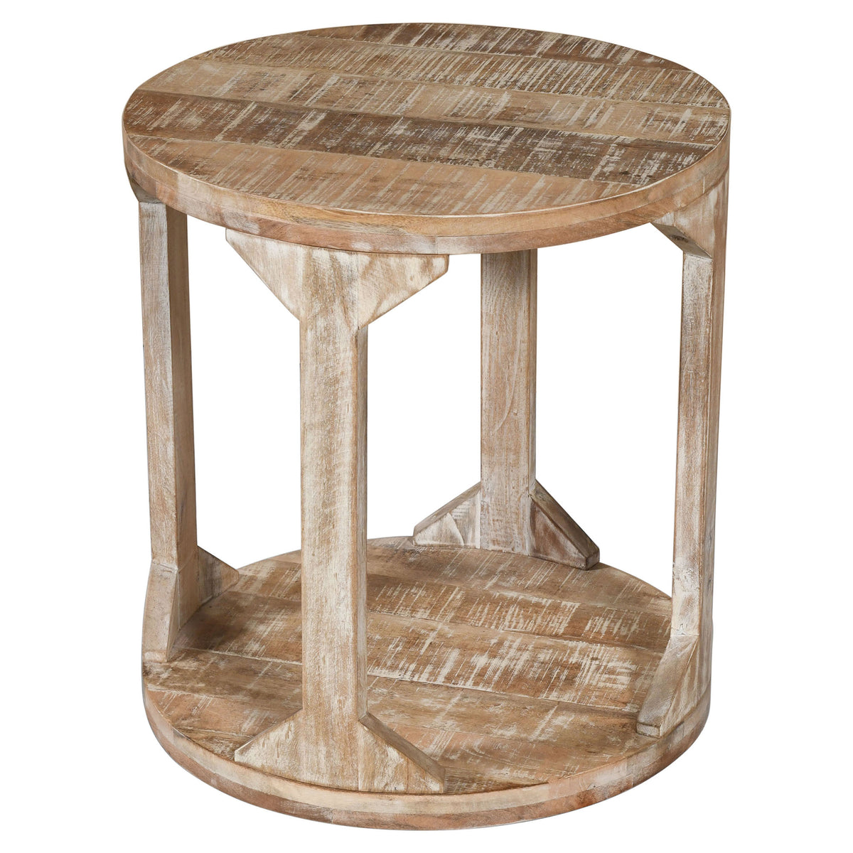 Avni Round Accent Table (Distressed Natural)