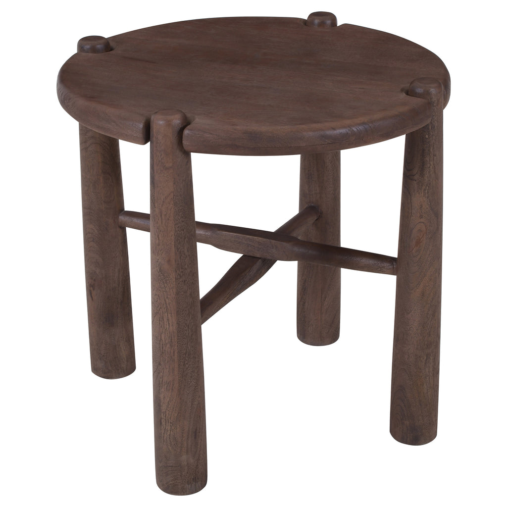 Carlyn Round Accent Table (Dark Walnut)
