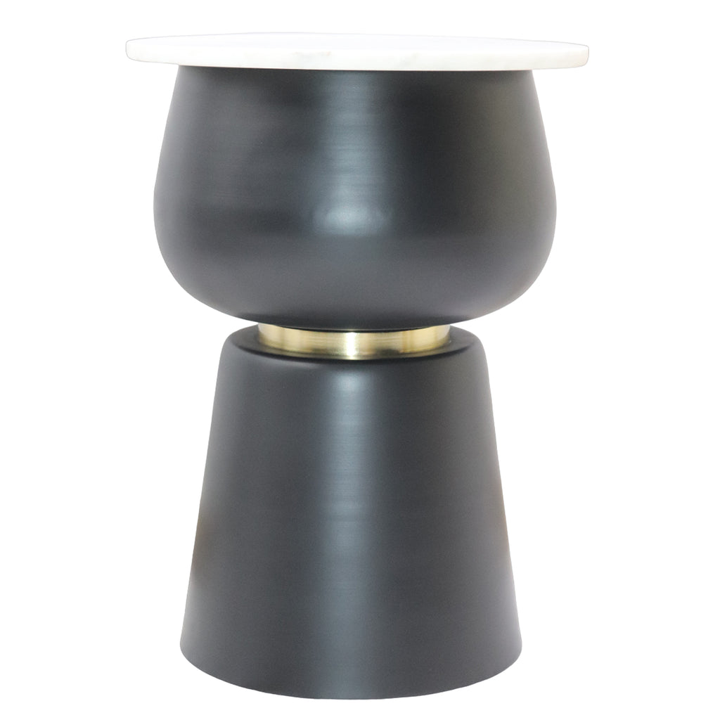 Alora Accent Table (Black and White and Brushed Gold)