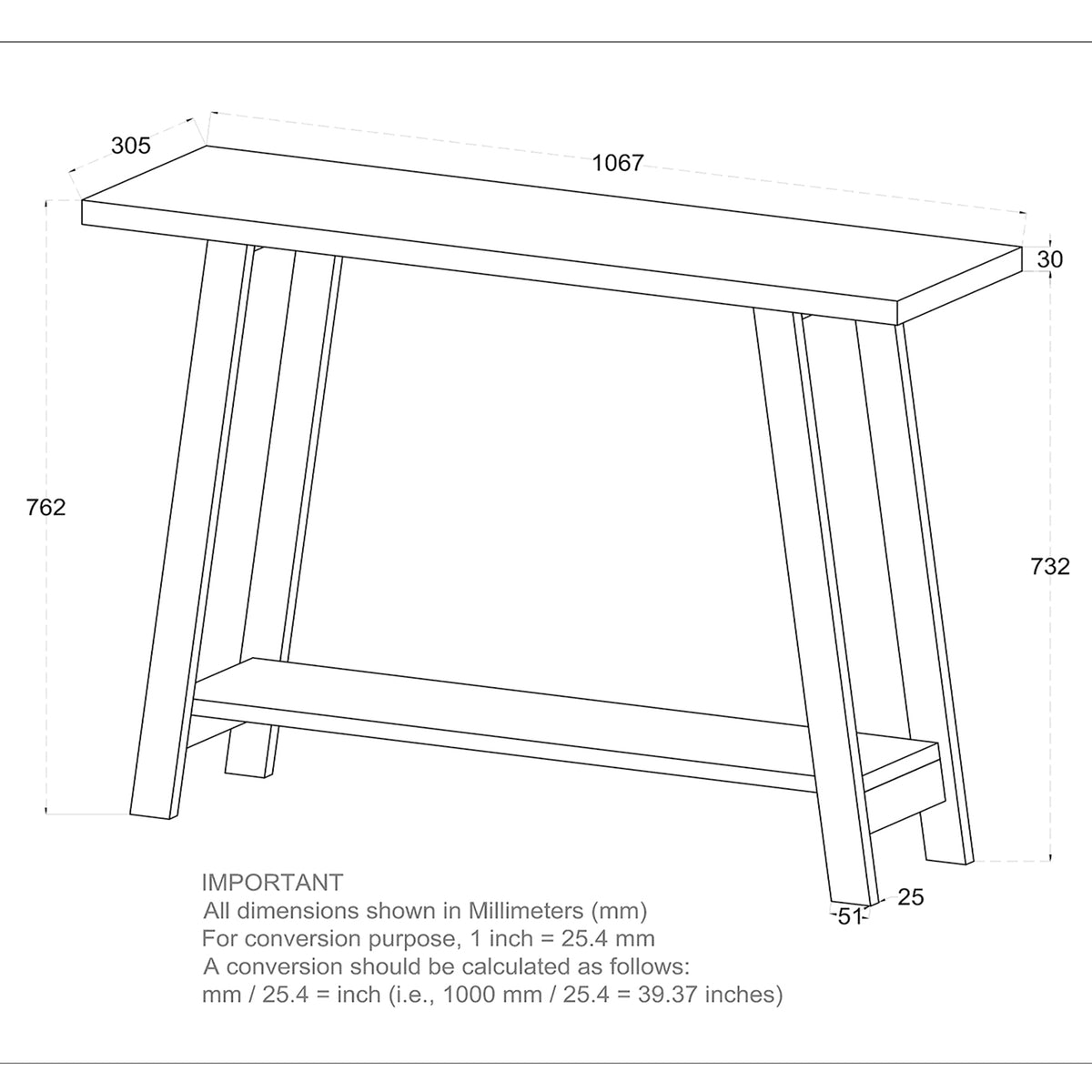 Volsa Console Table, 42″ (Reclaimed)