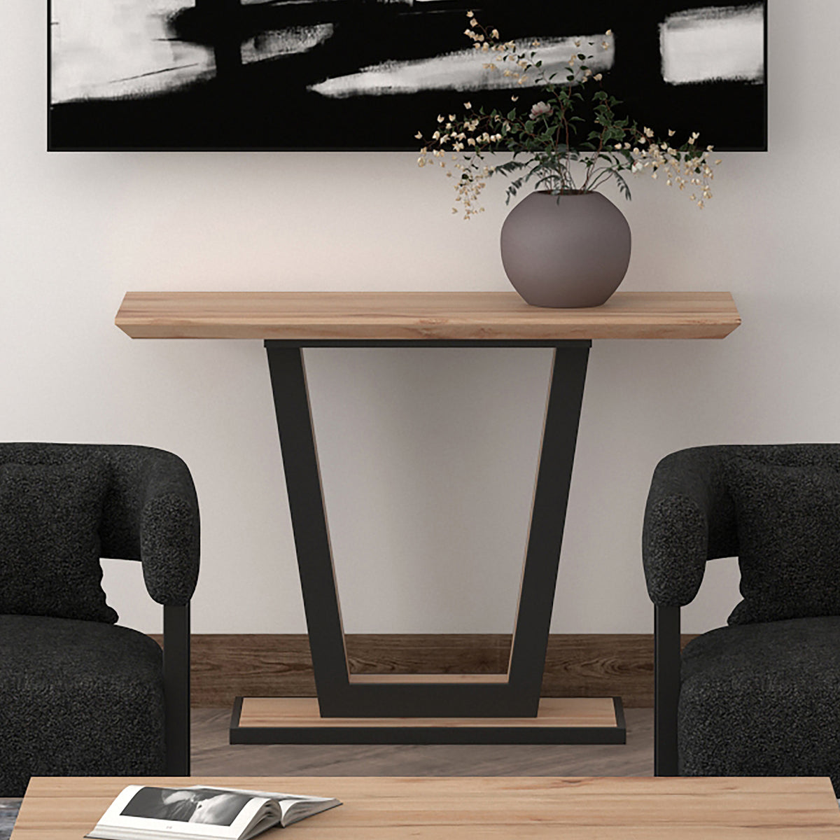 Forna Console Table, 43.5″ (Natural and Black)