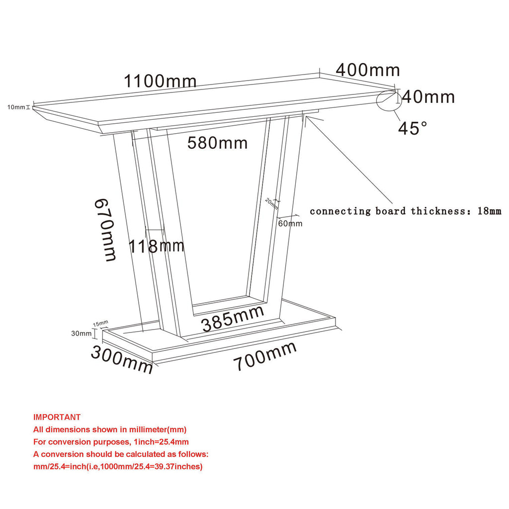 Forna Console Table, 43.5″ (Natural and Black)