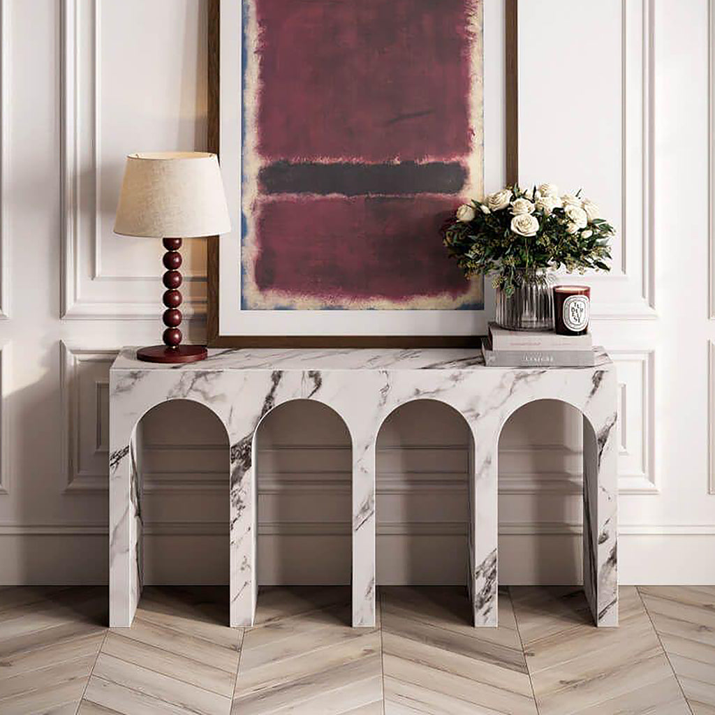 Atticus Console Table, 59″ (Bulgari White)