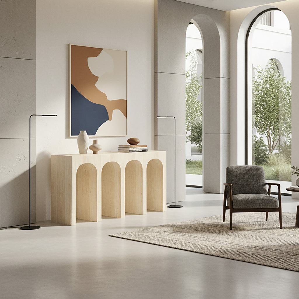 Atticus Console Table, 59″ (Travertine)
