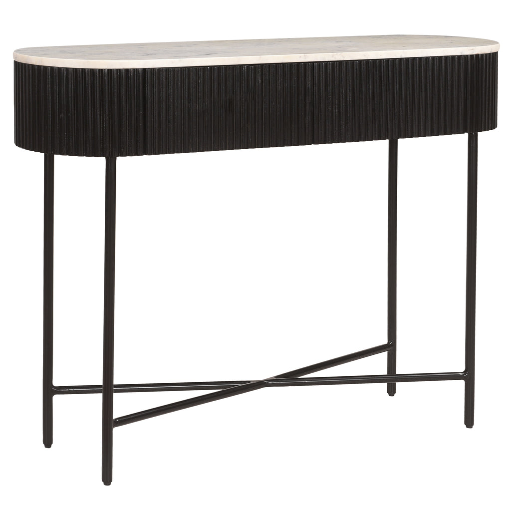 Reyna Console Table, 39″ with Drawers (Black and White)