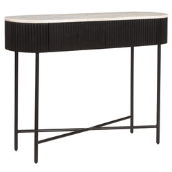 Reyna Console Table, 39″ with Drawers (Black and White)