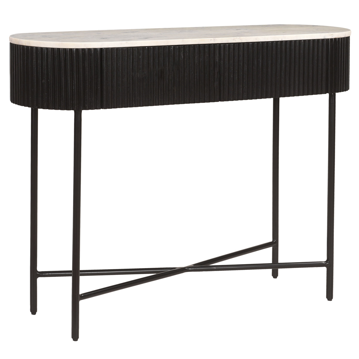 Reyna Console Table, 39″ with Drawers (Black and White)