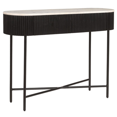 Reyna Console Table, 39″ with Drawers (Black and White)