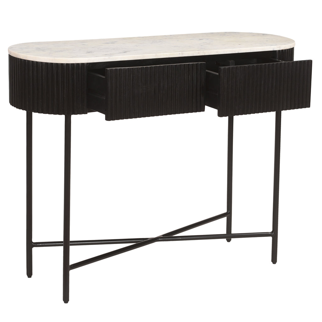 Reyna Console Table, 39″ with Drawers (Black and White)