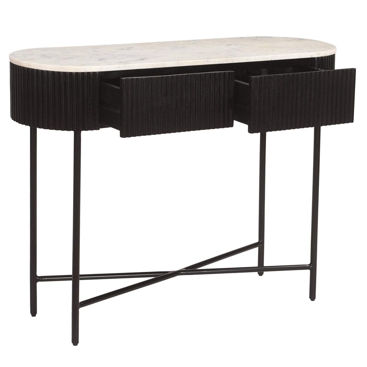 Reyna Console Table, 39″ with Drawers (Black and White)